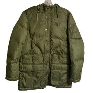 Jeep Spirit Womens Green Hooded Jacket With Faux Fur Trim & Camo Lining Size S